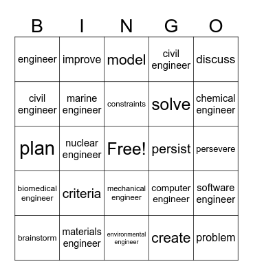Engineers! Bingo Card