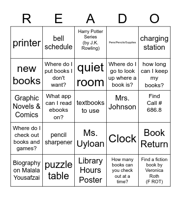 LOVE My Library! Bingo Card