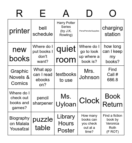 LOVE My Library! Bingo Card