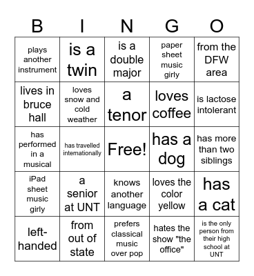 UpFront Bingo Card