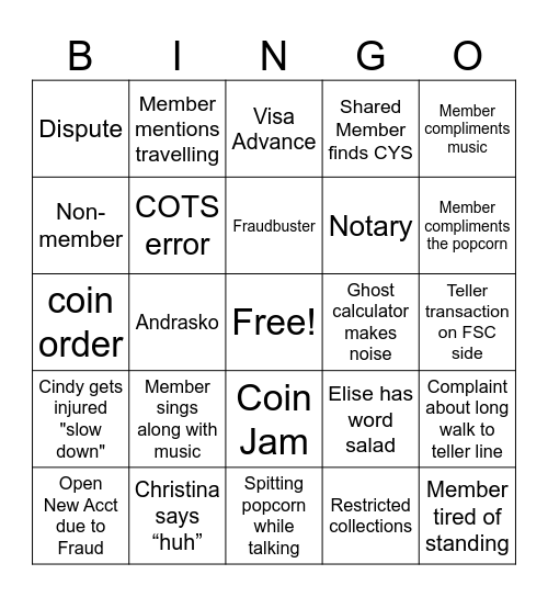 Tesson funnies Bingo Card