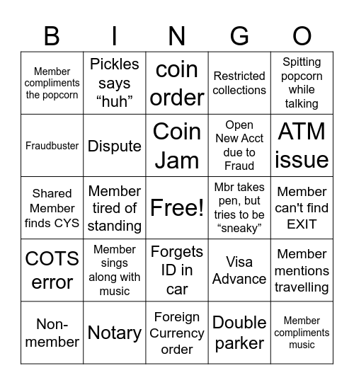 Tesson Funnies Bingo Card