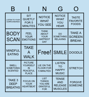 MINDFULNESS BINGO Card