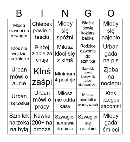 BINGO KAWALERSKI Bingo Card