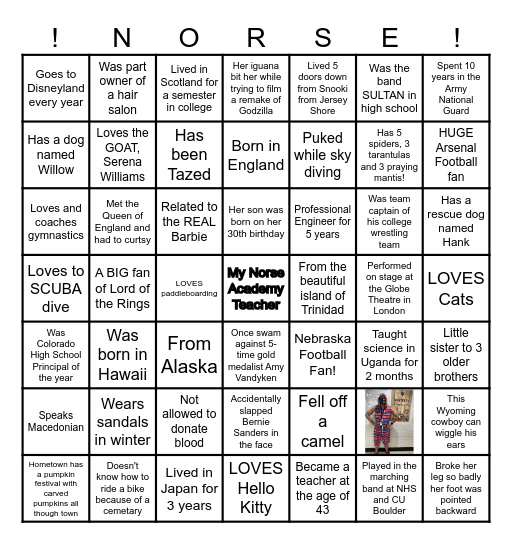 Norse Teacher Bingo Card
