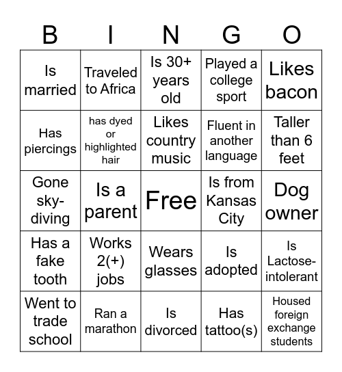 JDC BINGO Card