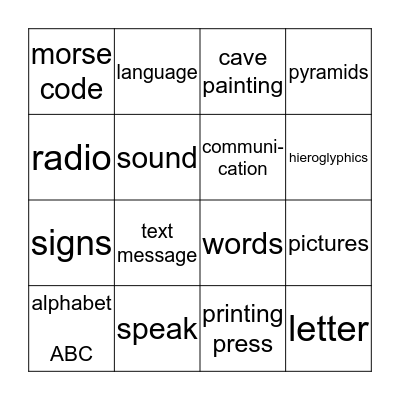 communication Bingo Card