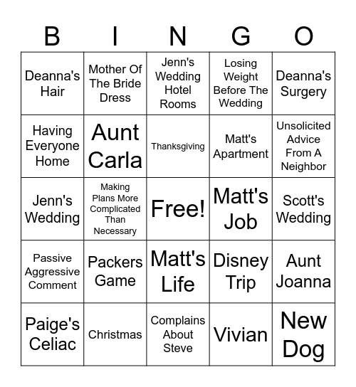 Angela Bingo Card