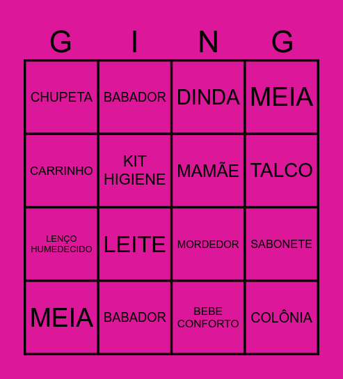 CHÁ DA SOPHIA Bingo Card