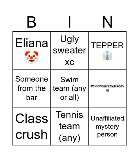 Eeeeeemelia Kiss Bucket List Bingo Card