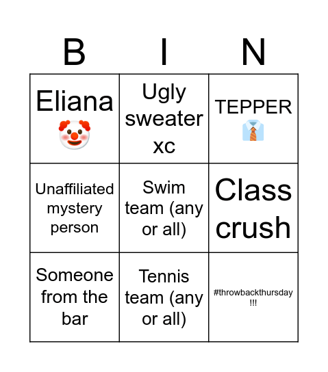 Eeeeeemelia Kiss Bucket List Bingo Card