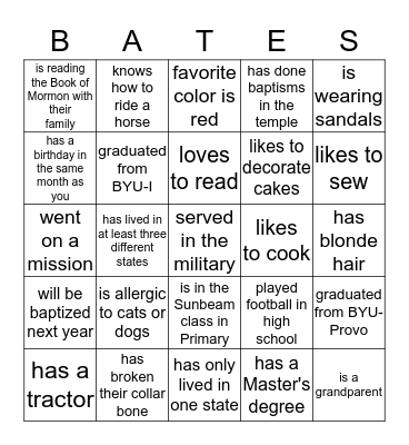 FIND SOMEONE WHO..... Bingo Card