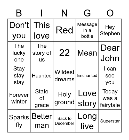 Erosmybelovedd Bingo Card