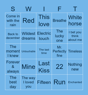 Bingo swiftie Bingo Card
