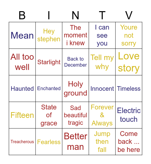 B Bingo Card