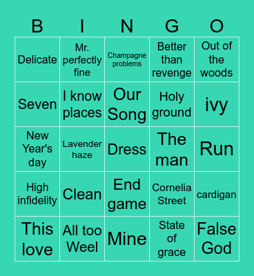 BingoSwiftie Bingo Card