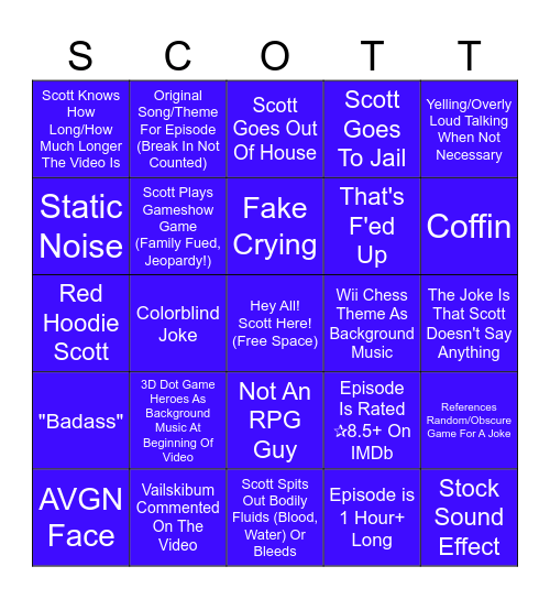Scott The Woz Bingo! (WIP) Bingo Card