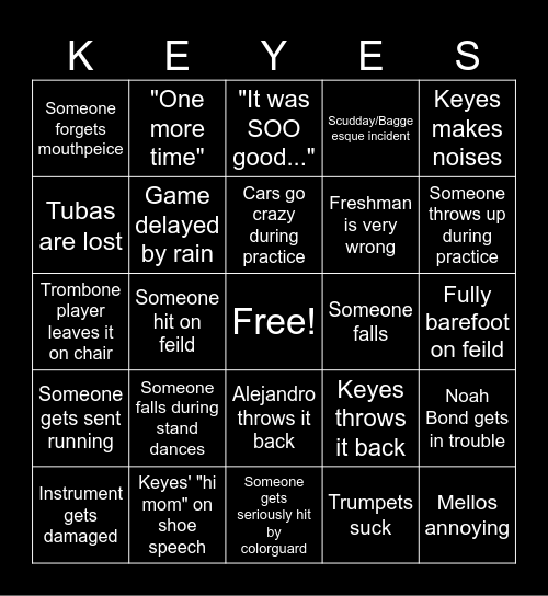 Band Bingo Card