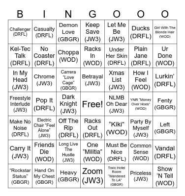 Epic Juice WRLD Bingo - Ape Bingo Card