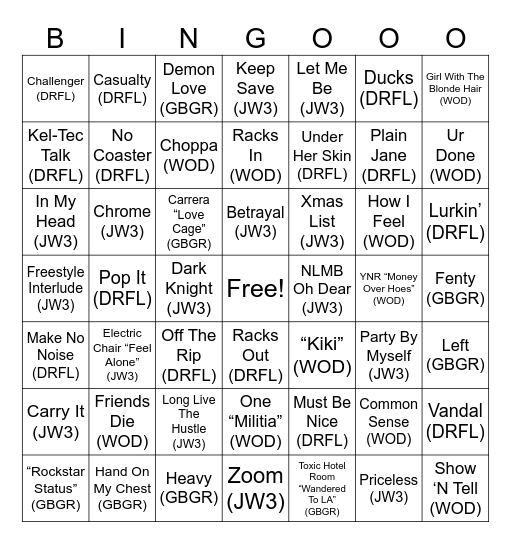 Epic Juice WRLD Bingo - Ape Bingo Card