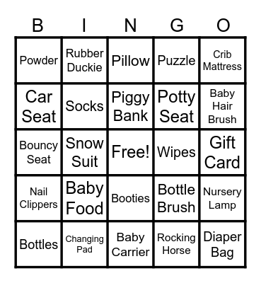 Baby Bingo Card