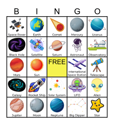 ELL Space Bingo Card