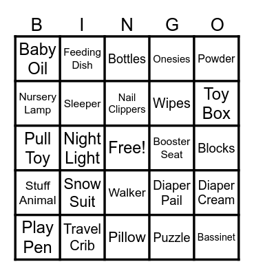 Baby Bingo Card
