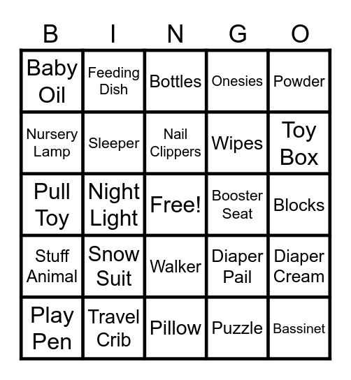 Baby Bingo Card