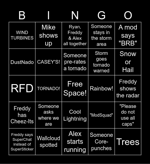 Freddy McKinney Bingo Card