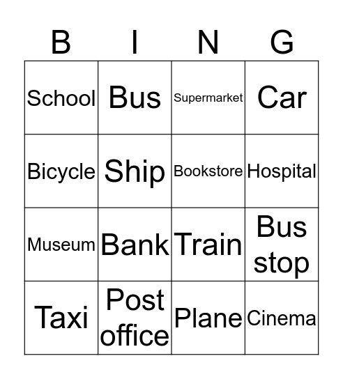UNIT 10 Bingo Card