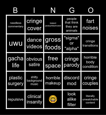 instagram cringe account bingo Card