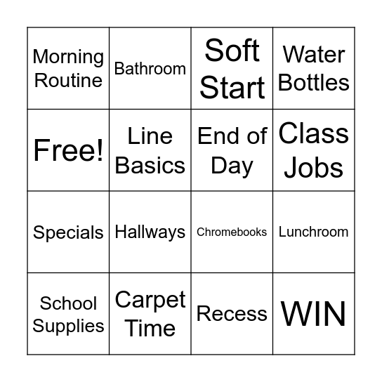 Expectations Bingo Card