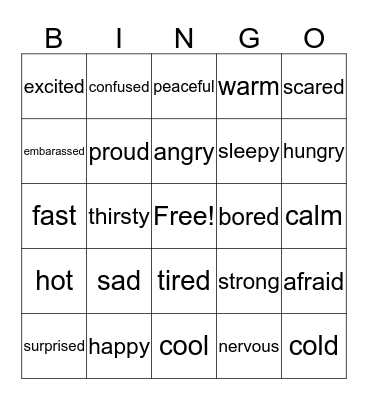 Up and Away Bingo Card