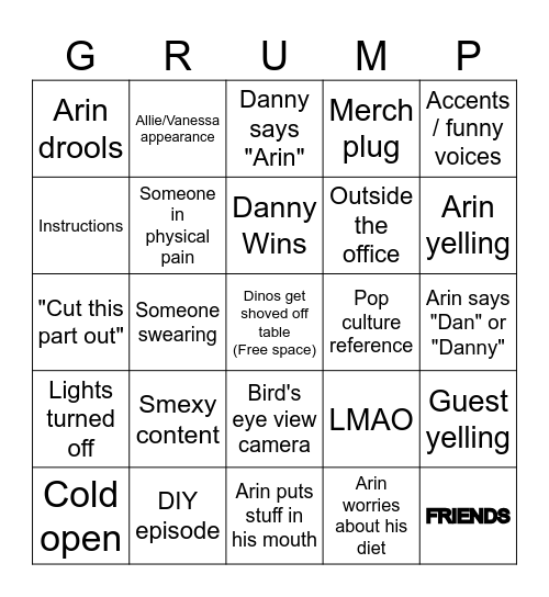 GAME GRUMPS TMPH SEASON 2 Bingo Card