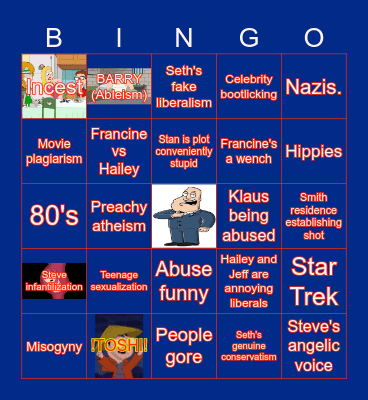 AMERICAN DAD BINGO Card