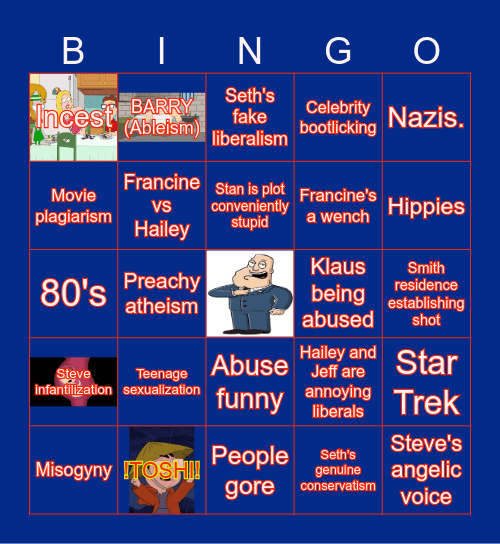 AMERICAN DAD BINGO Card