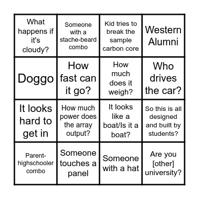 Sunseeker Bingo Card
