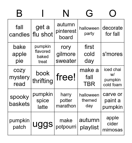 Autumn Bingo Card