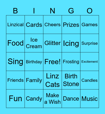 Linzical Birthday Bingo Card