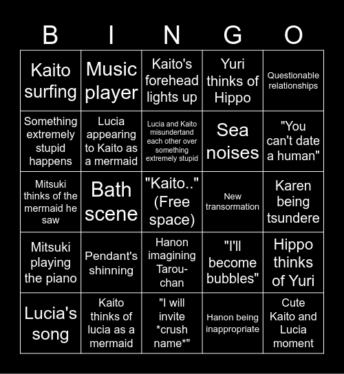 Pitchi Pitchi Pitch Bingo Card Bingo Card