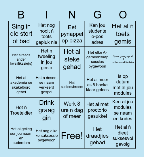 A-Gemeenskap Bingo Card