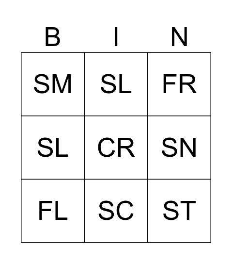 ALPHABET PHONICS, BINGO, CL 14 Bingo Card