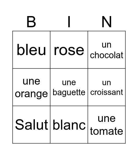 Comment ça va? Bingo Card