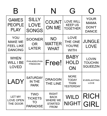FRONT ROW #1 Bingo Card