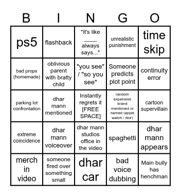 Dhar Mann Bingo v4 Bingo Card