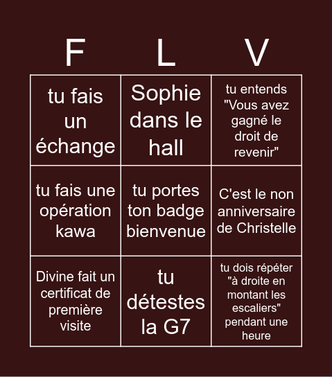 FLV BINGO Card