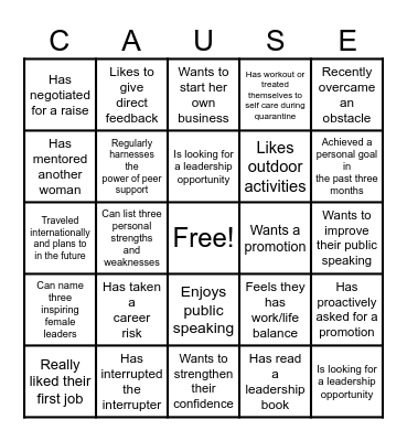 Women In Tech Bingo Card