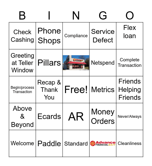 Advance Financial Bingo Card