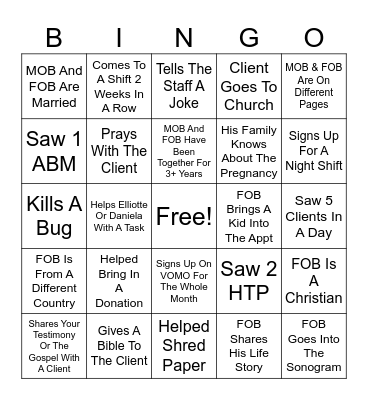 Male Advocates Bingo Card
