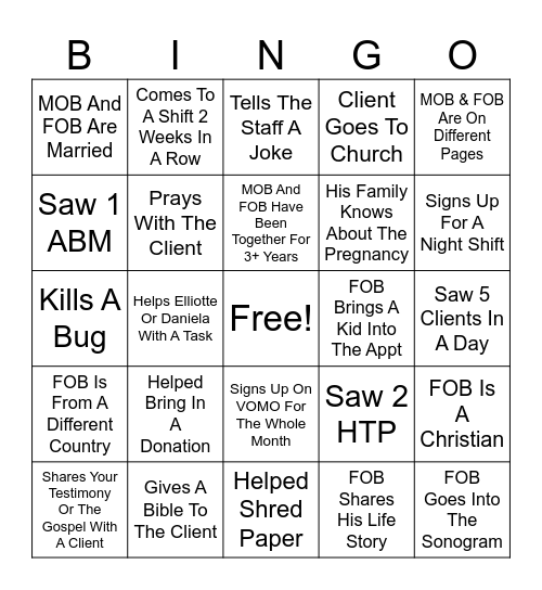 Male Advocates Bingo Card